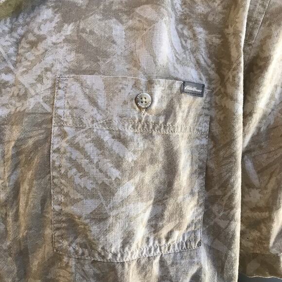 Eddie Bauer Leaf Print Button Down Cotton Short Sleeve Shirt Men's Size TL - Picture 4 of 7